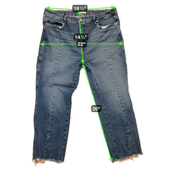 GOOD AMERICAN Good Straight Jeans High Rise Split Raw Hem Size 16 - Picture 5 of 11